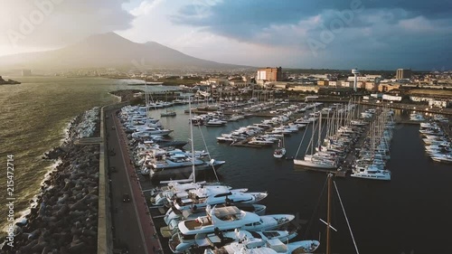 Aerial view of Mount Vesuvius from the sea, Italy photo