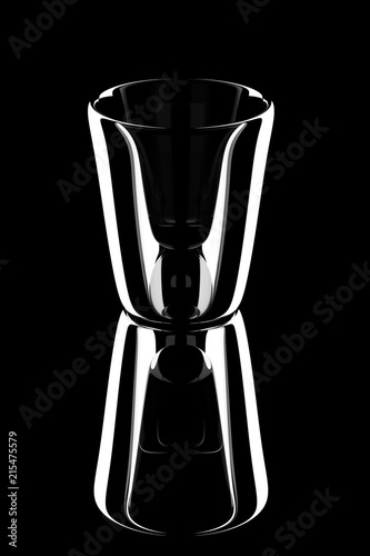 Empty short glass with reflection isolated on a black background