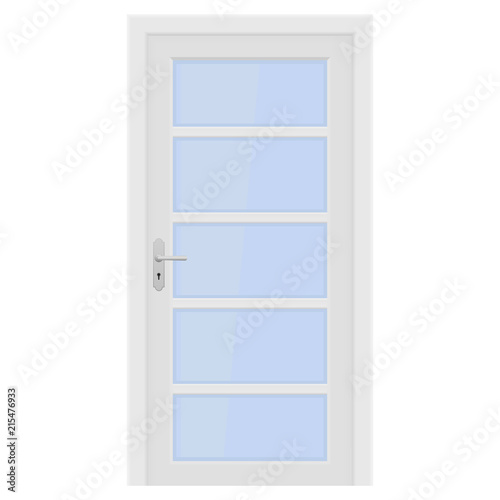 White door. Interior design with glass elements