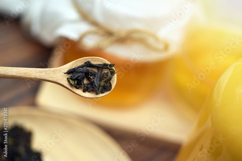 Kombucha tea  Healthy fermented food  Probiotic nutrition drink for good balance digestive system.