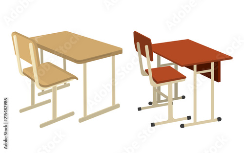 School Desk. School Supplies Icon and Logo. Isolated design element. Vector Cartoon illustration