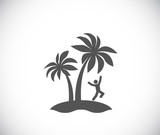 jumping man on palm tree island icon