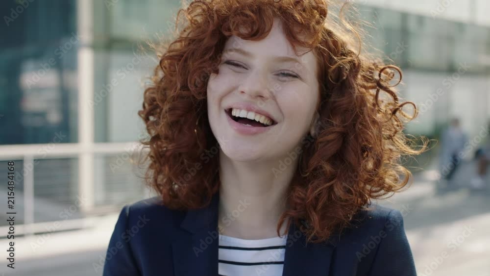 young red head business woman portrait laughing happy intern campus young red head business woman portrait laughing happy intern campus