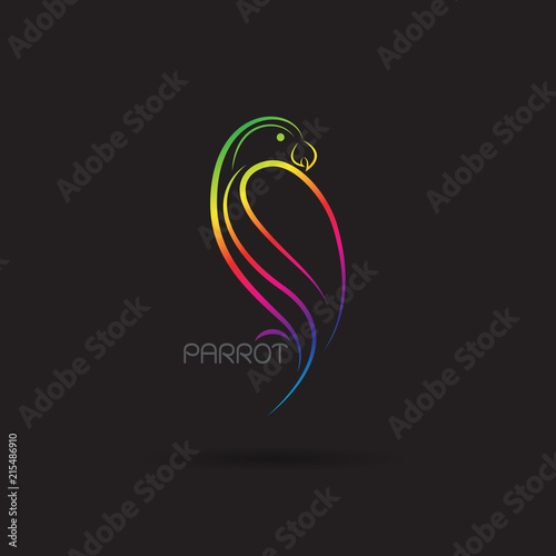 Vector of a parrot design on black background, Bird Icon., Easy editable layered vector illustration.