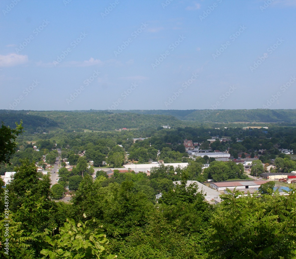 A view of a small town in Kentucky from the overlook.