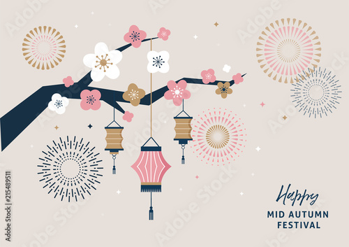 Happy Mid Autumn Festival. Vector banner, background and poster