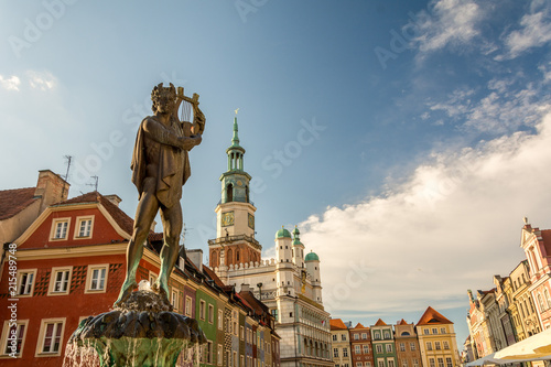 magnificent ancient architecture in the style of the Renaissance. Colorful and so different buildings of the ancient city of Poznan.