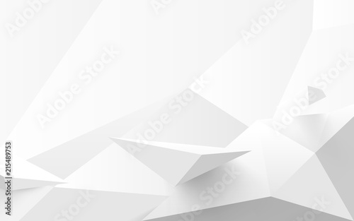 Abstract white 3d polygonal background. Vector illustration