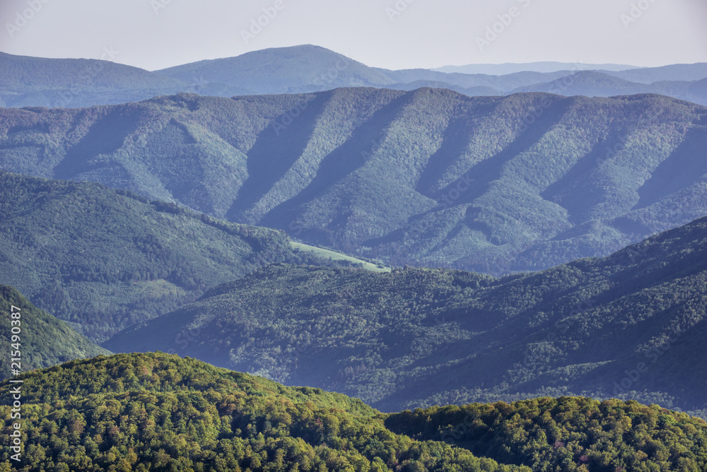Fototapeta premium Bieszczady National Park, Subcarpathian Voivodeship of Poland, view from hiking trail to Tarnica mount