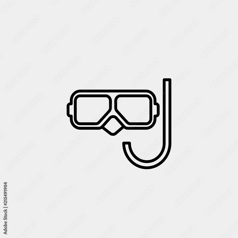 Diving mask line icon vector Diving mask line icon vector