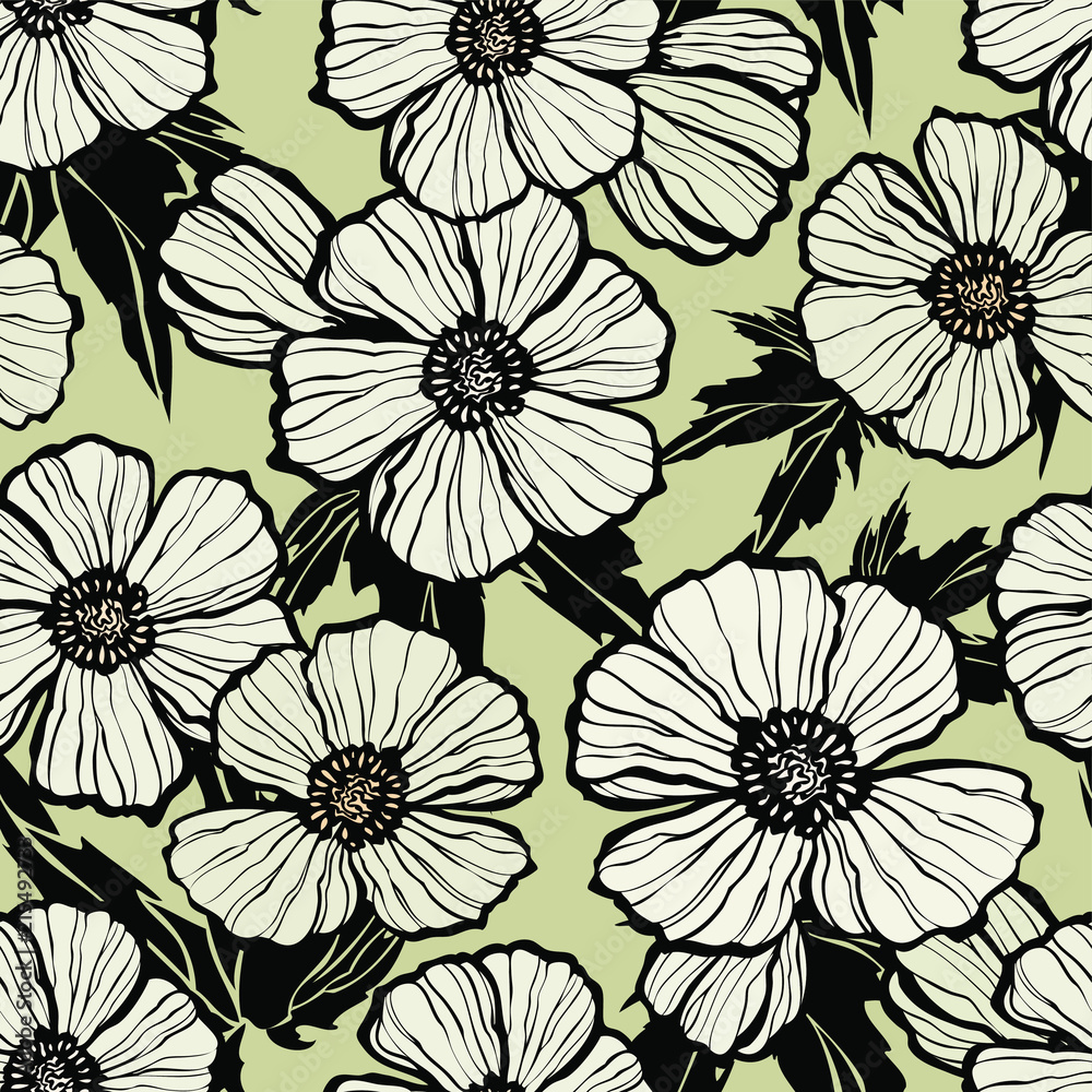 Floral seamless pattern. Flowers illustration