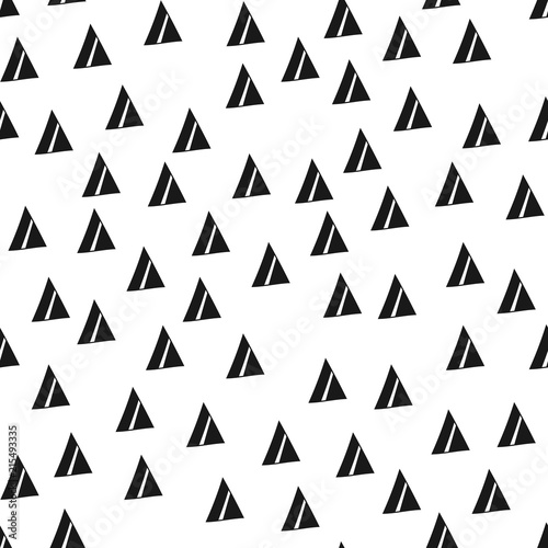 Triangles. Black and white seamless pattern. Geometric, abstract background for covers, textile. Doodle shapes.