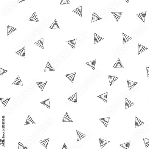 Triangles. Black and white seamless pattern. Geometric, abstract background for covers, textile. Doodle shapes.