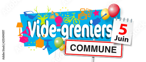 Vide-greniers avec date et nom de commune