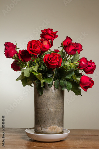 bunch of red rose in vase