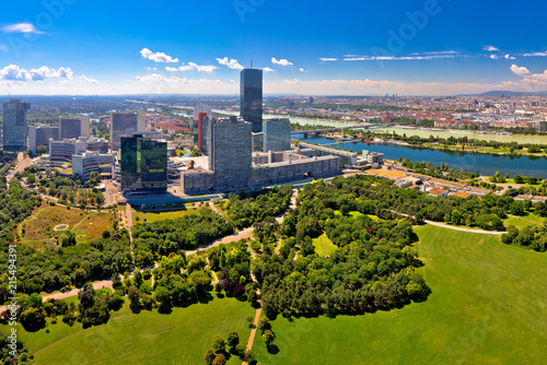 Vienna skyline and cityscape aerial panoramic view