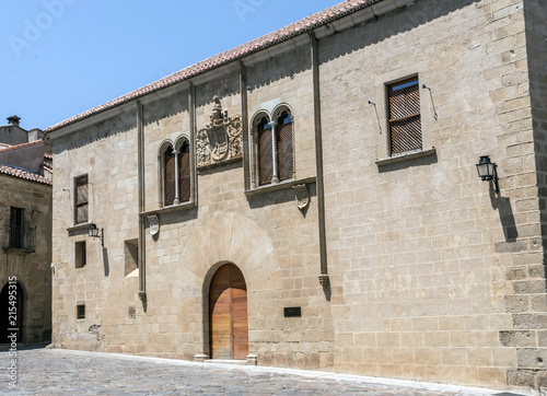 Palacio de Mayoralgo, located in Plaza de Santa Maria is from the late 15th and early 16th century, in the central part has a great Renaissance coat of Mayoralgo, Caceres, Spain photo