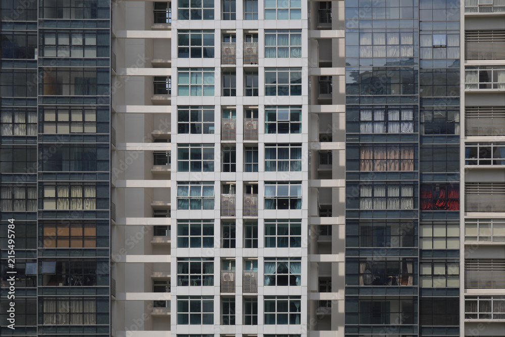 Condo and apartment modern design style skyscraper building. multistorey residence facility.