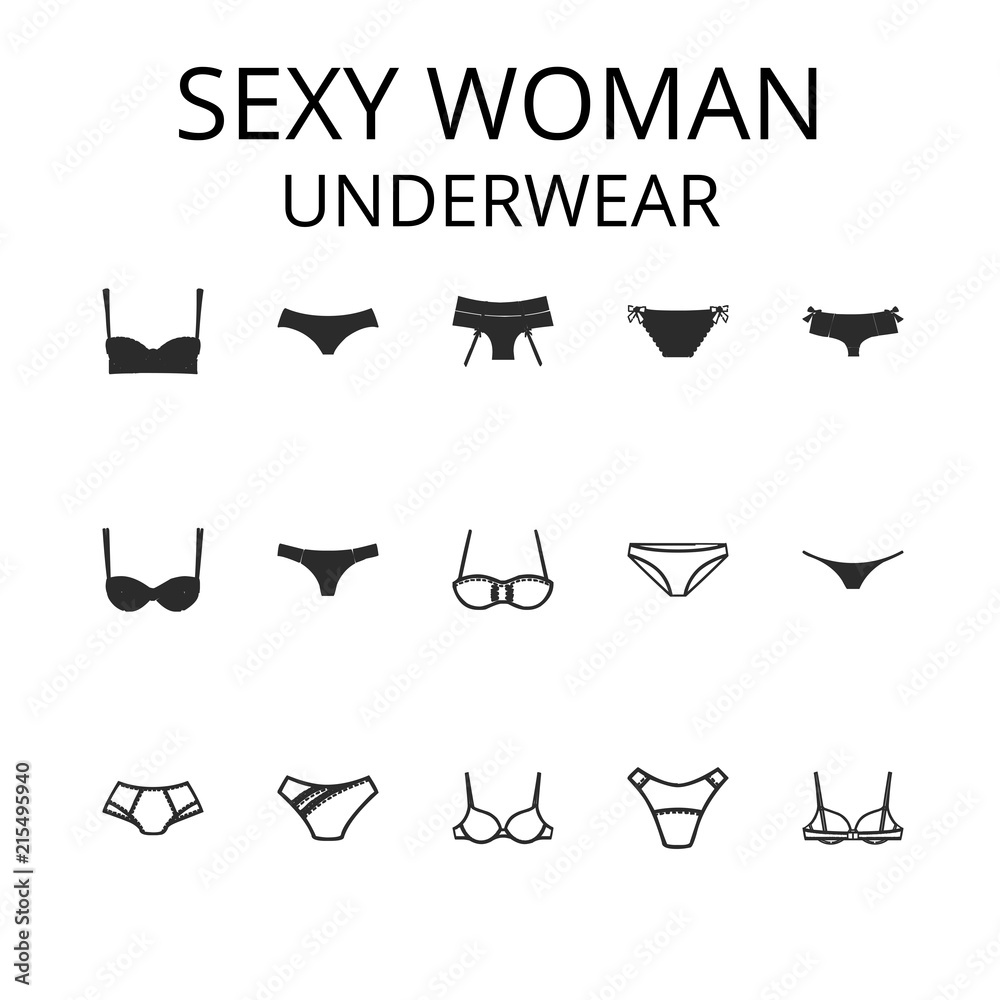 Woman Underwear icon set