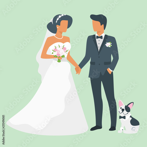 wedding day illustration with dog