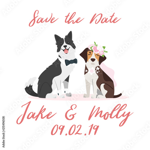 wedding day illustration with dog
