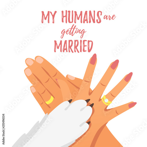 wedding day illustration with dog