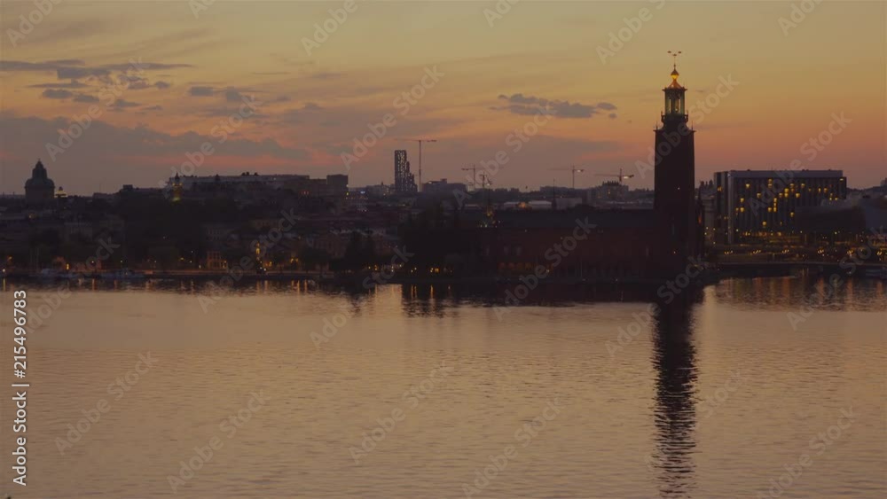 Stockholm City Hall On Waterfront At Sunset Stockholm City Hall On Waterfront At Sunset