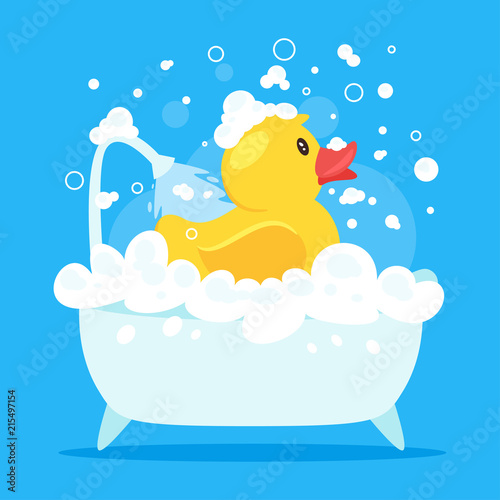 rubber duck taking a bath