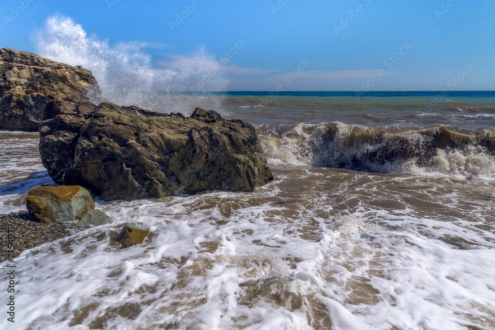 wave on the rocks / bright summer photo Alushta Black Sea Crimea