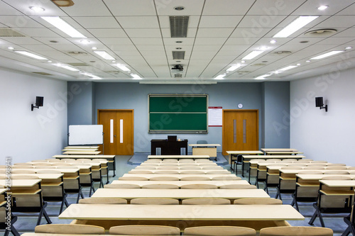 Unattended classroom interior photo