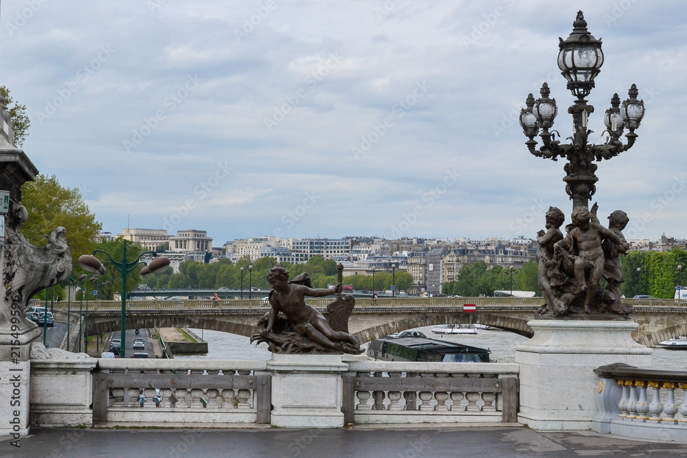 Alexander Bridge across the river in Paris. a monument of history and architecture.