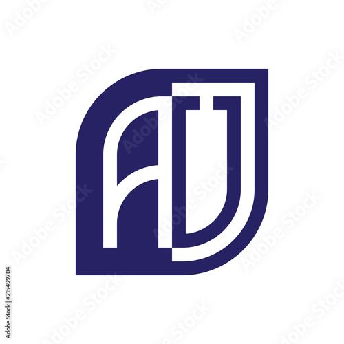 initial letter au emblem logo negative space