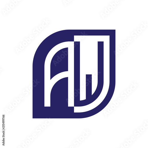 initial letter aw emblem logo negative space