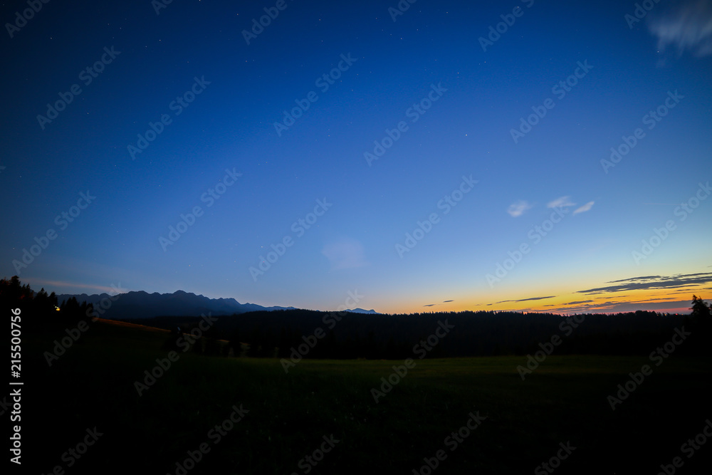 mountain panorama after sunset