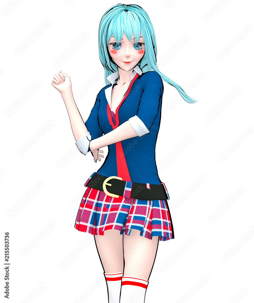 3D sexy anime doll japanese anime schoolgirl big blue eyes and bright makeup. Skirt cage. Cartoon, comics, sketch, drawing, manga illustration. Conceptual fashion art. Seductive candid pose. 3D sexy anime doll japanese anime schoolgirl big blue eyes and bright makeup. Skirt cage. Cartoon, comics, sketch, drawing, manga illustration. Conceptual fashion art. Seductive candid pose.
