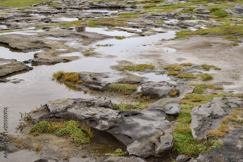 Flat wet rocks in Irish landscape