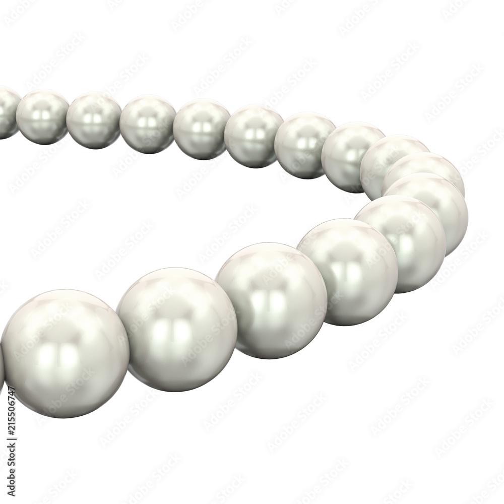 3D illustration isolated close up white pearl necklace beads 3D illustration isolated close up white pearl necklace beads