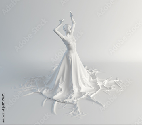 sculpture girl in a long white dress