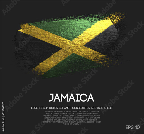 Jamaica Flag Made of Glitter Sparkle Brush Paint Vector