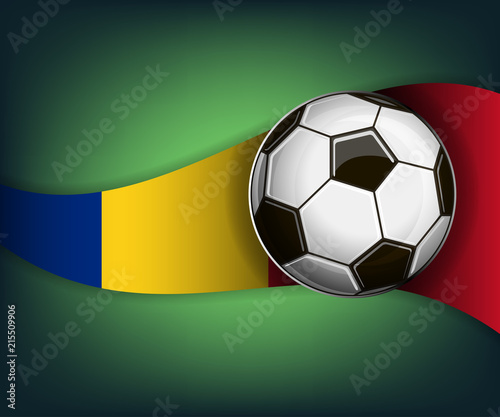 Illustration with soccet ball and flag of Romania