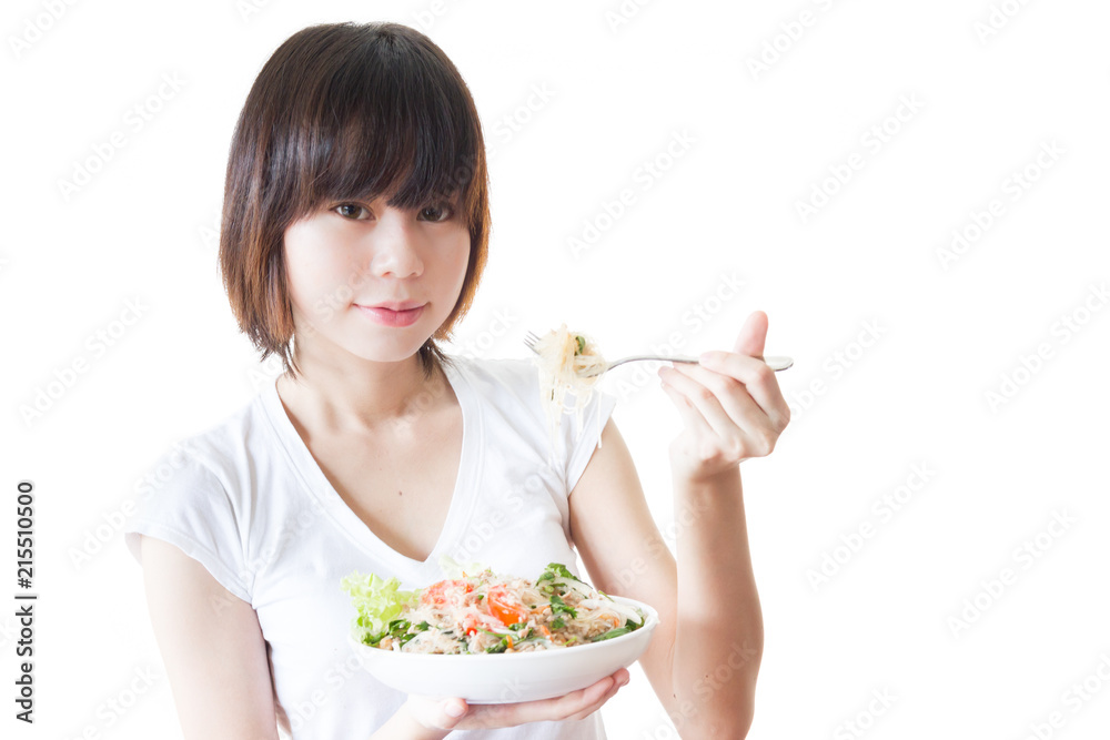 woman eating salad woman eating salad