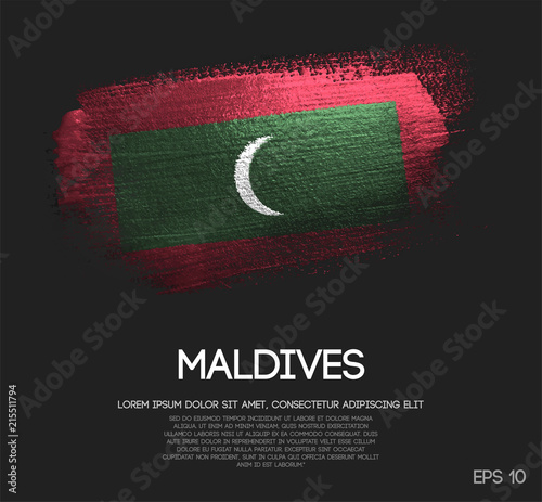 Maldives Flag Made of Glitter Sparkle Brush Paint Vector