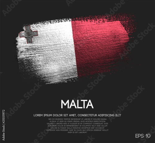 Malta Flag Made of Glitter Sparkle Brush Paint Vector