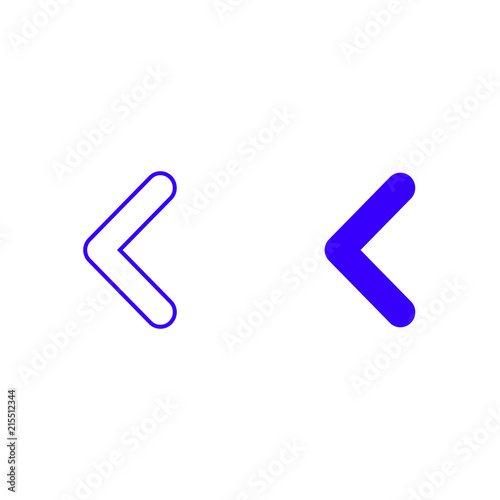 Left chevron vector icon isolated on background. Trendy sweet symbol. Logo illustration