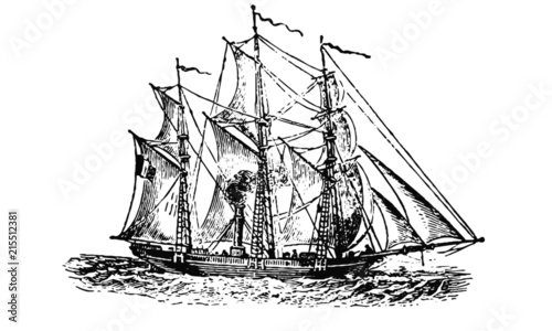 Vintage Sailing Ship Illustration