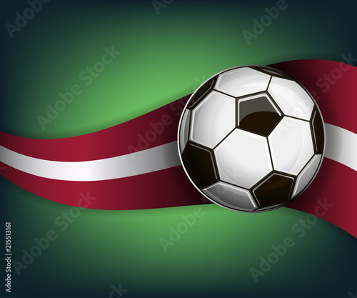 Illustration with soccet ball and flag of Latvia