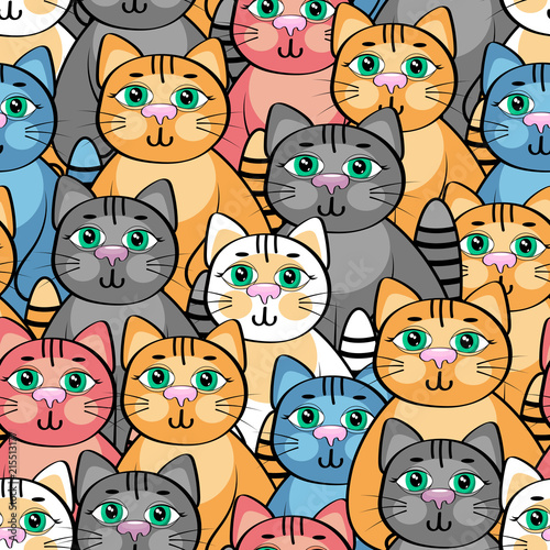 Lovely cat, Abstract seamless pattern .Vector illustration.