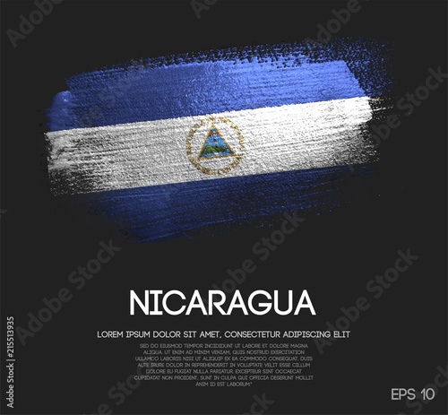 Slika na platnu Nicaragua Flag Made of Glitter Sparkle Brush Paint Vector