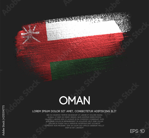 Oman Flag Made of Glitter Sparkle Brush Paint Vector