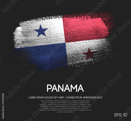 Panama Flag Made of Glitter Sparkle Brush Paint Vector